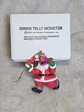VTG Telly Monster 1993 Jim Henson Sesame Street Christmas Ornament With Box #G